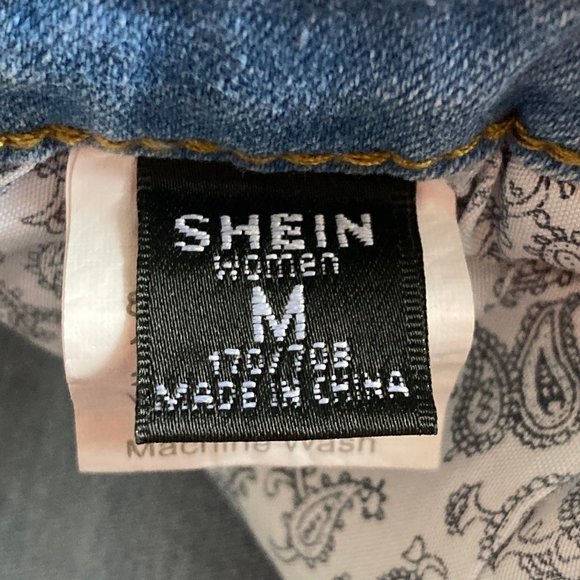 shein womens stonewash cat whiskers skinny jeans medium cuffed ankle med wash - Picture 8 of 9